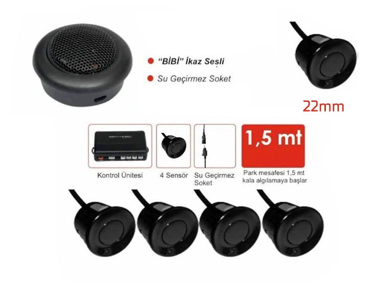 Sentinel Bip Ses İkazlı Park Sensörü - Siyah 22 mm - Park Sensörü