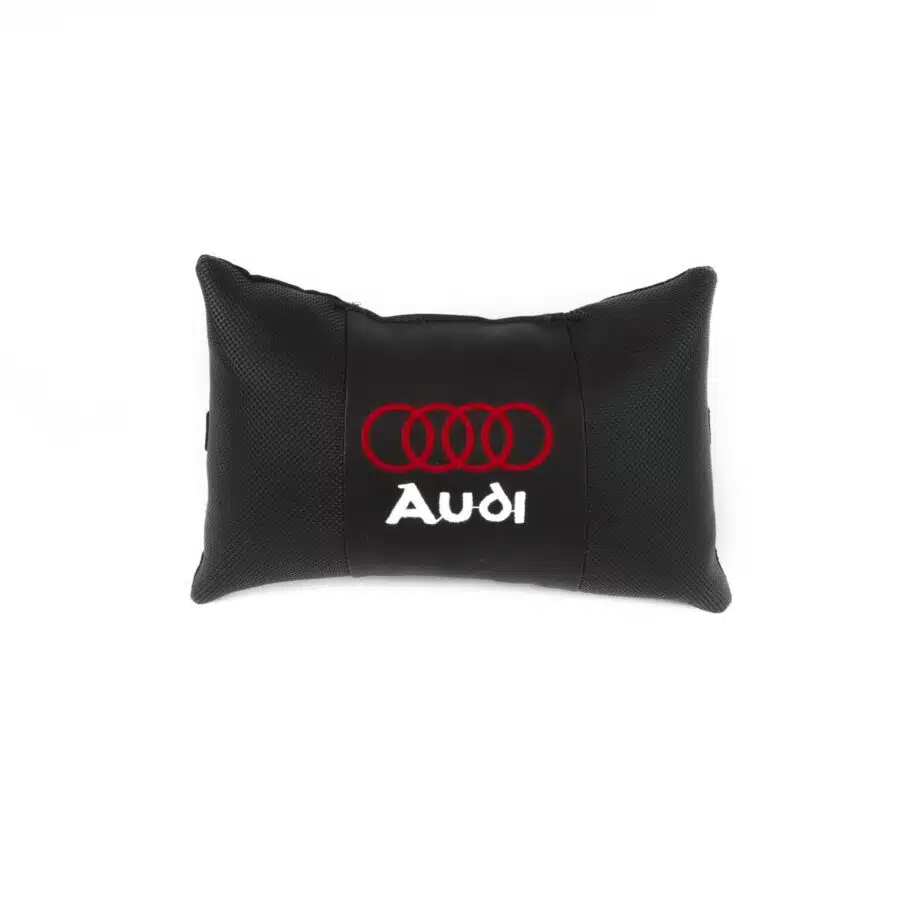 Siyah Deri Audi Logolu 2 Adet Oto Boyun Yastığı Boyun Yastığı budaolsun.com