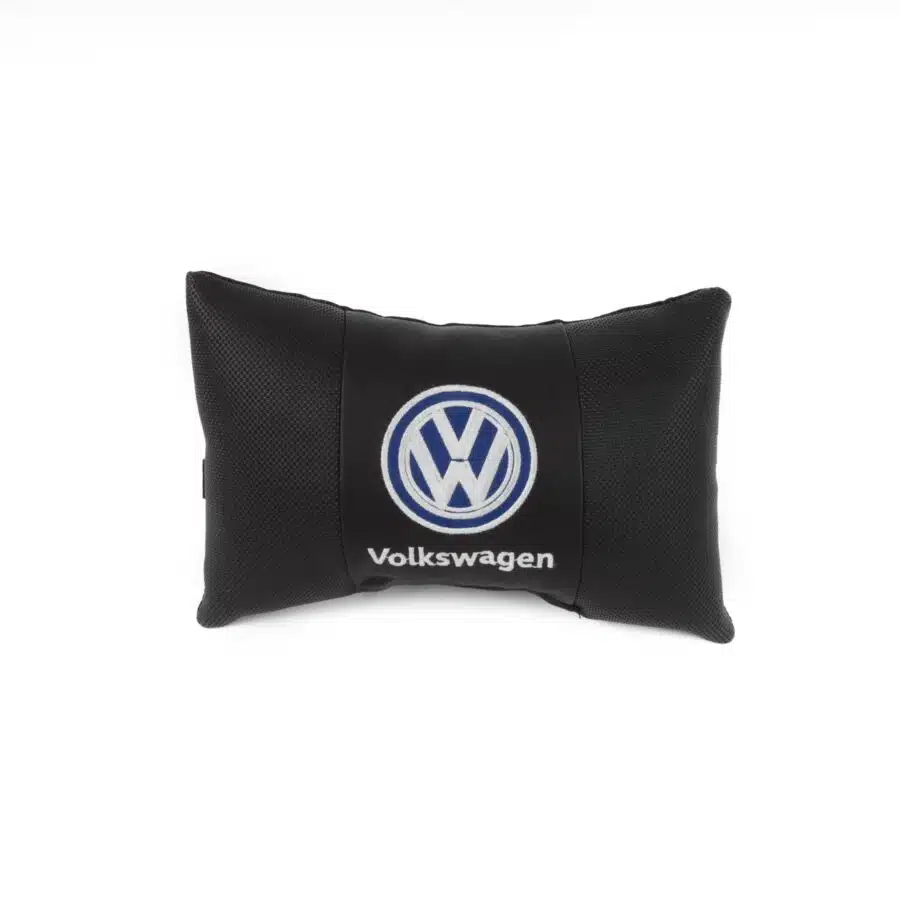 Siyah Deri Volkswagen Logolu 2 Adet Oto Boyun Yastığı Boyun Yastığı budaolsun.com