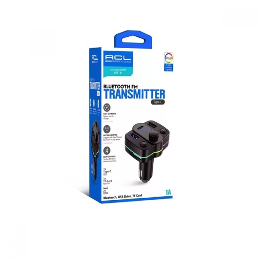 ACL AFT11 Rgb Fm Transmitter | Araç Şarjı Bluetooth AUX / FM Transmitter budaolsun.com