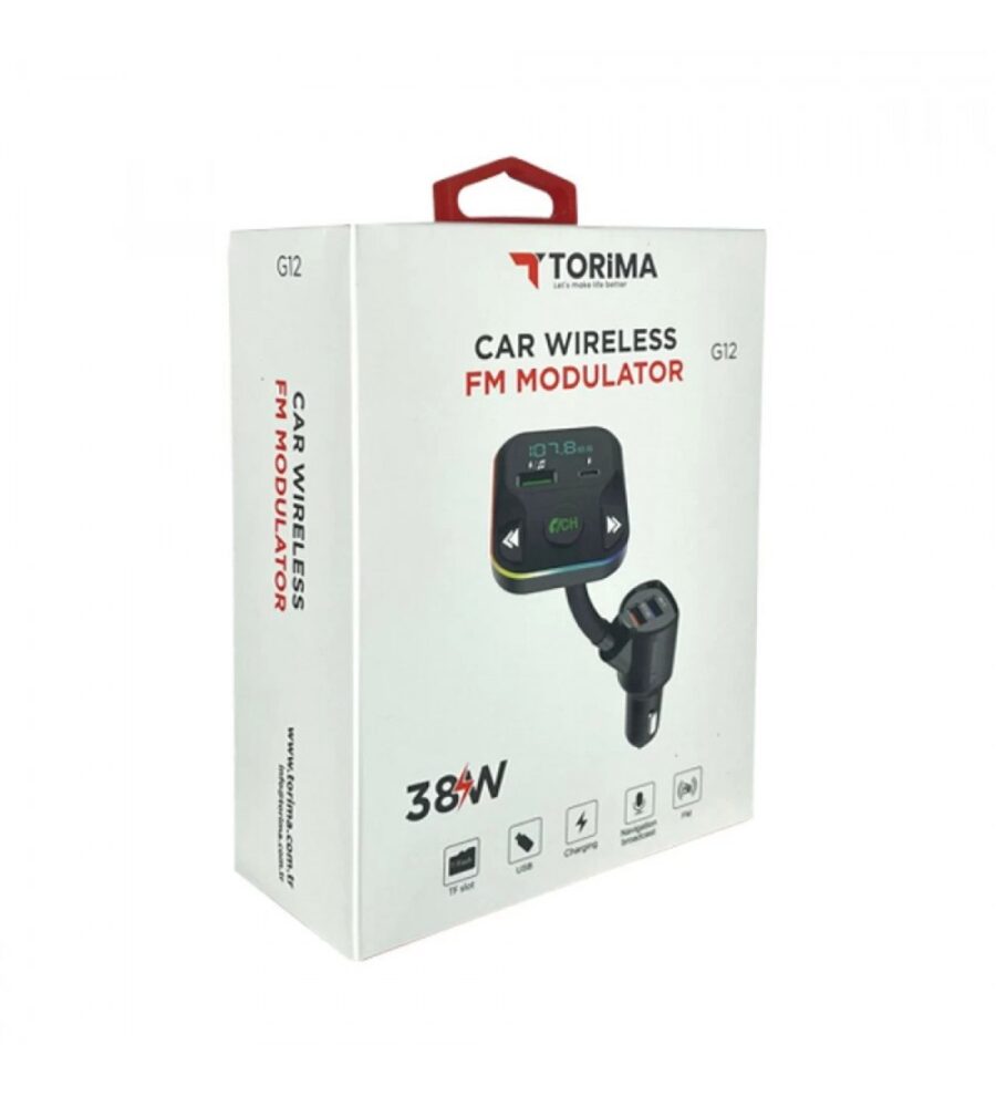 Torima G12 FM Transmitter ve Araç Şarjı Bluetooth AUX / FM Transmitter budaolsun.com